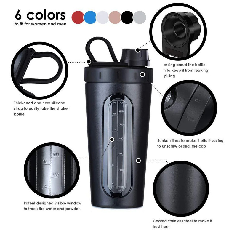 Toofeel Stainless Steel Shaker - Black (28 oz) - زجاجة شيكر